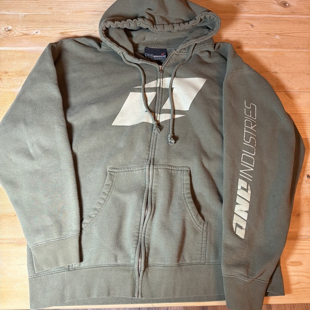 ONE INDUSTRIES Motocross First MENS Green Hoodie SWEATSHIRT SZ XL‎ zip up